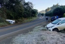 Gelo na pista provoca acidentes na SC-135