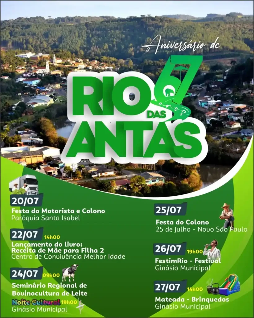 Programação de Aniversário de 67 anos de Rio das Antas