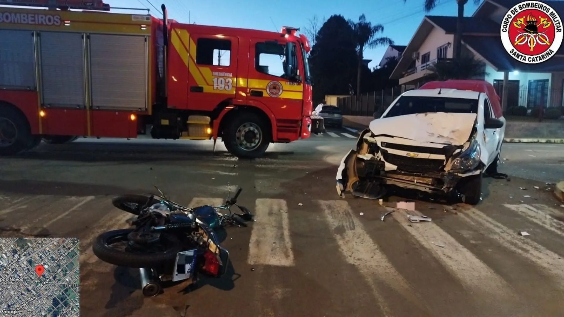 Jovem de 23 anos fica ferido em acidente de trânsito em Campos Novos