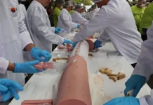 Concórdia celebra 91 anos com mortadela de 91 metros