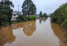 Chuva eleva nível dos rios no Meio-Oeste de SC