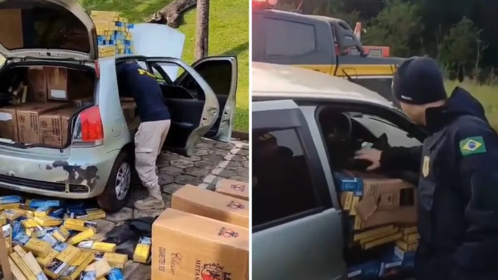 Carro de Videira com 12,5 mil maços de cigarro é apreendido