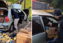Carro de Videira com 12,5 mil maços de cigarro é apreendido