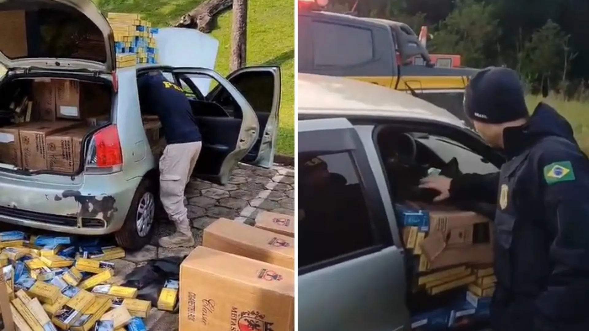 Carro de Videira com 12,5 mil maços de cigarro é apreendido
