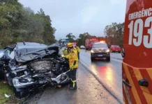 Colisão frontal deixa um morto na BR-470 em São Cristóvão do Sul