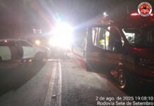 Mulher e criança ficam feridas em capotamento na SC-464