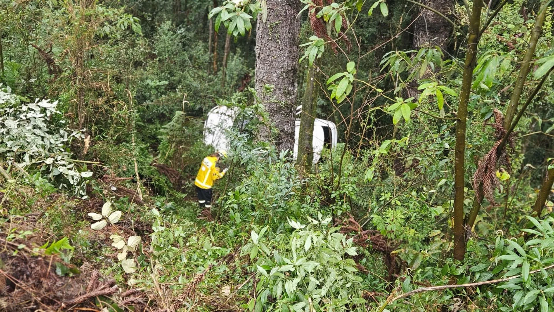 Condutor capota carro devido a óleo na pista na SC-135