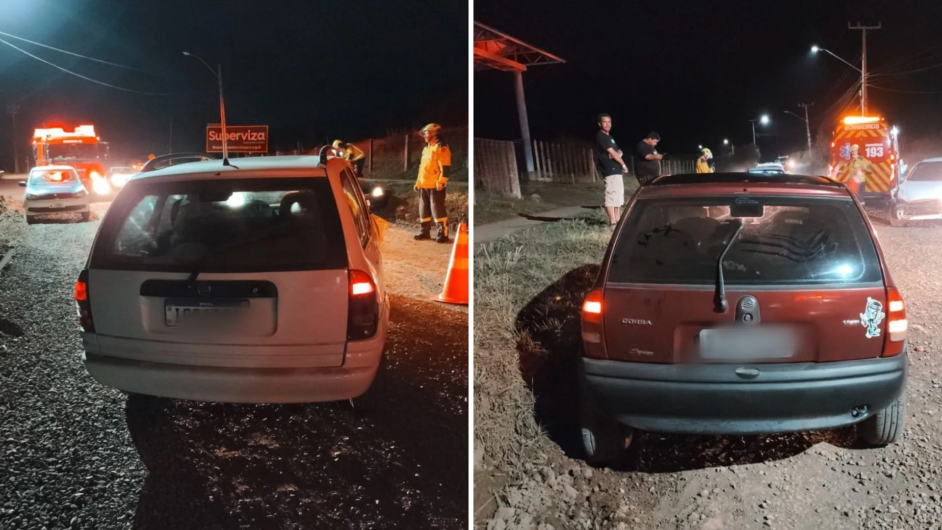 Batida entre dois Corsas mobiliza bombeiros em Fraiburgo