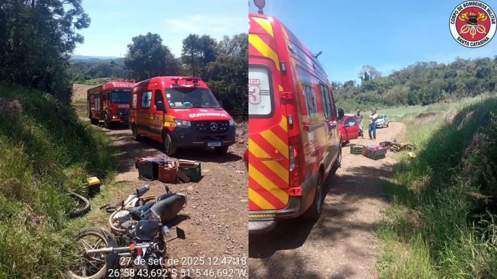 Adolescente fica com ferro encravado em queda de motocicleta