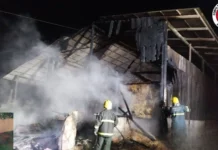 Incêndio atinge barracão com ração em cidade do Meio-Oeste durante a madrugada