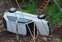 Idoso é encontrado sem vida em carro tombado na SC-355 em Treze Tílias
