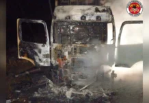 Caminhão carregado com cerveja pega fogo na SC-350 em Lebon Régis