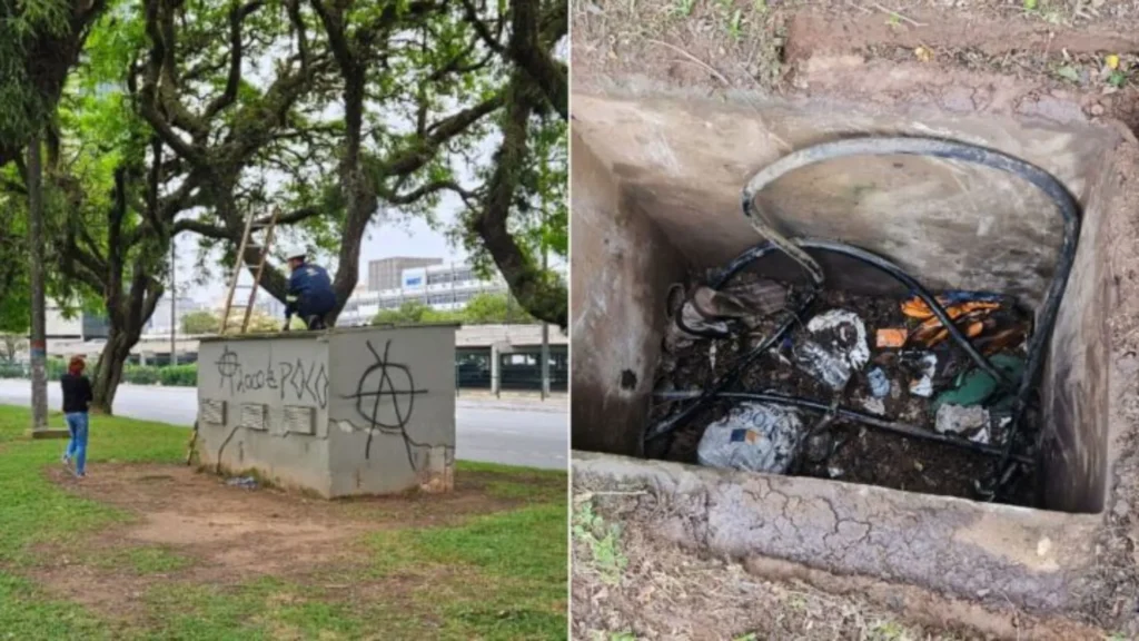 Ladrão de cabos elétricos fica gravemente ferido após curto-circuito