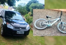 Ladrão leva carro e deixa bicicleta no lugar