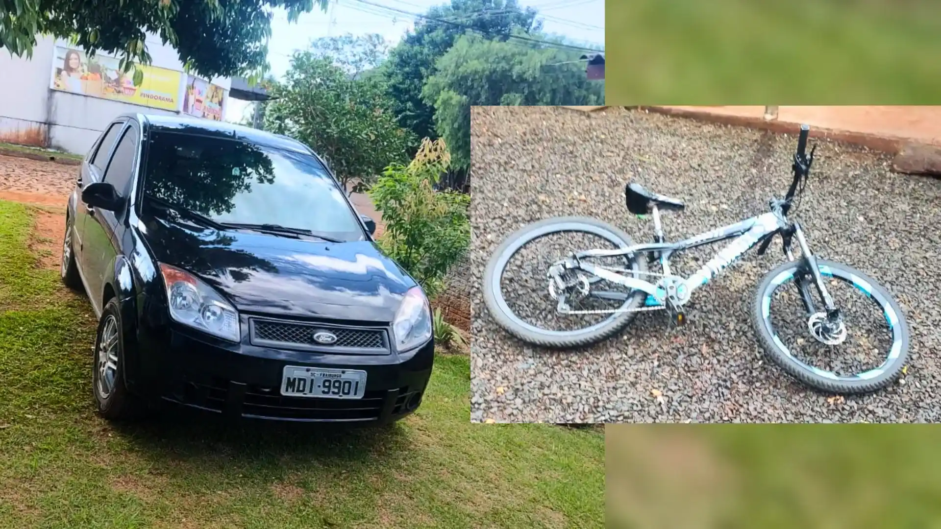 Ladrão leva carro e deixa bicicleta no lugar