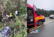 Grave acidente na BR-282 deixa dois mortos e três feridos