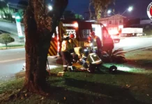 Motociclista é levado ao hospital após acidente em Fraiburgo