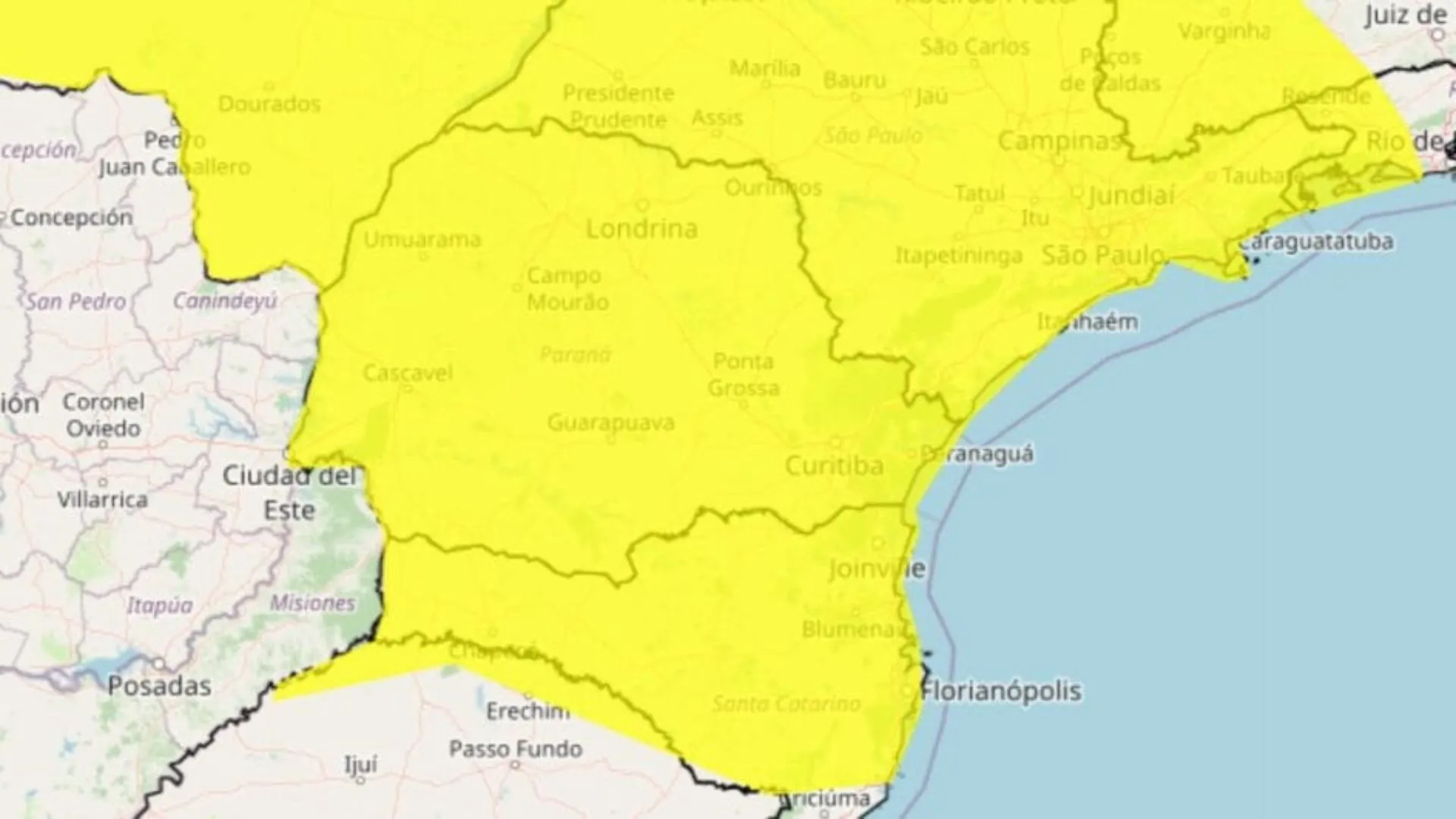 Santa Catarina em alerta amarelo para chuvas intensas e ventos fortes Santa Catarina em alerta amarelo para chuvas intensas e ventos fortes