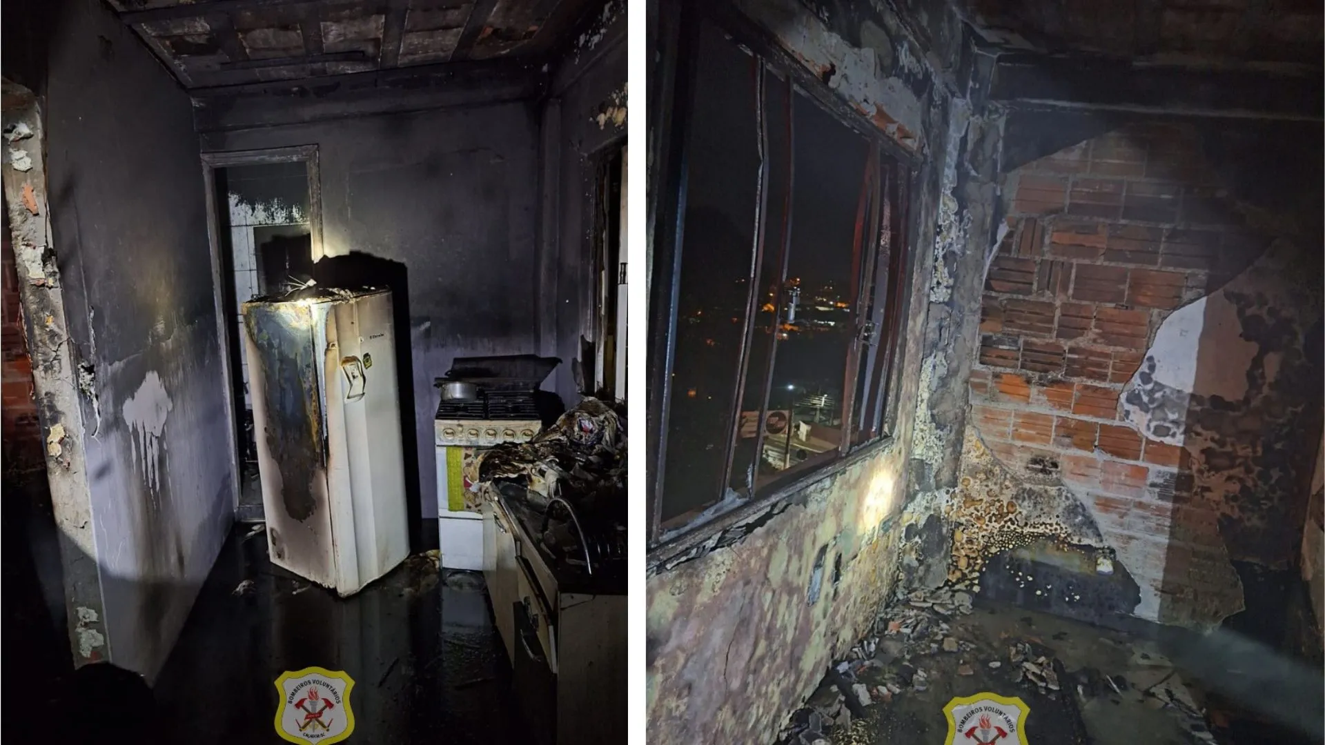 Incêndio destrói residência durante a madrugada em Caçador