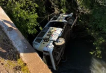 Kombi escolar com 9 crianças cai em rio no Meio-Oeste