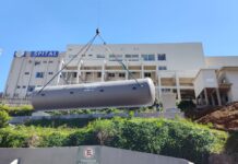 Hospital de Videira faz grande operação para instalar estação de tratamento