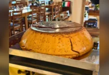 Pudim gigante de 54 quilos chama atenção em restaurante de Videira