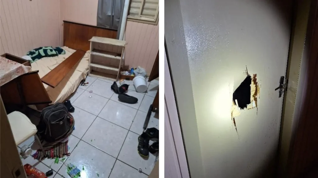 Homem em surto quebra o quarto da pensão e patrimônios públicos