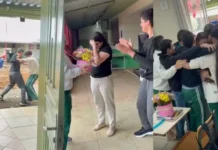 Alunos simulam briga e surpreendem diretora em Fraiburgo