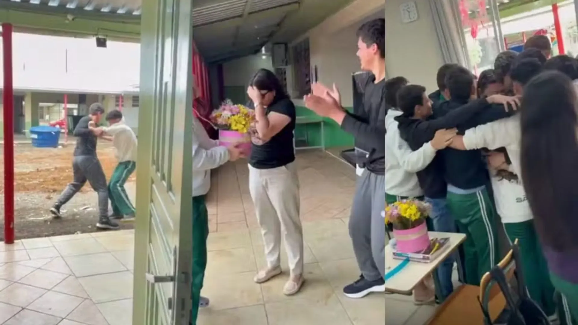 Alunos simulam briga e surpreendem diretora em Fraiburgo
