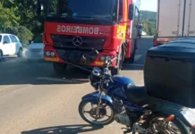 Acidente no centro de Rio das Antas deixa motociclista hospitalizado