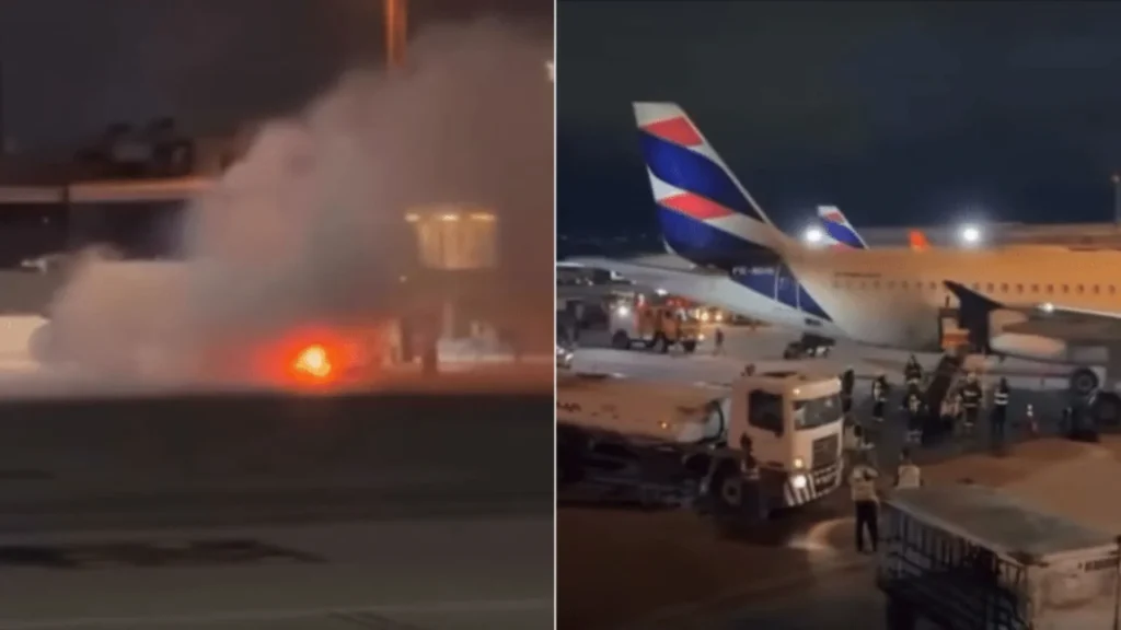 Fogo em avião da Latam provoca correria e evacuação de passageiros