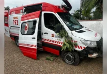 Jovem agride socorristas, rouba ambulância do SAMU e provoca acidente na BR-470