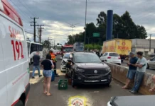 Engavetamento em Caçador mobiliza Bombeiros e SAMU
