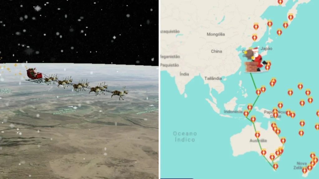 Papai Noel inicia entrega de presentes e pode ser acompanhado online