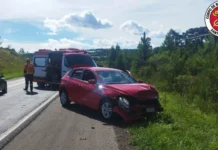 Colisão fronto-lateral na BR-282 deixa crianças feridas em Campos Novos