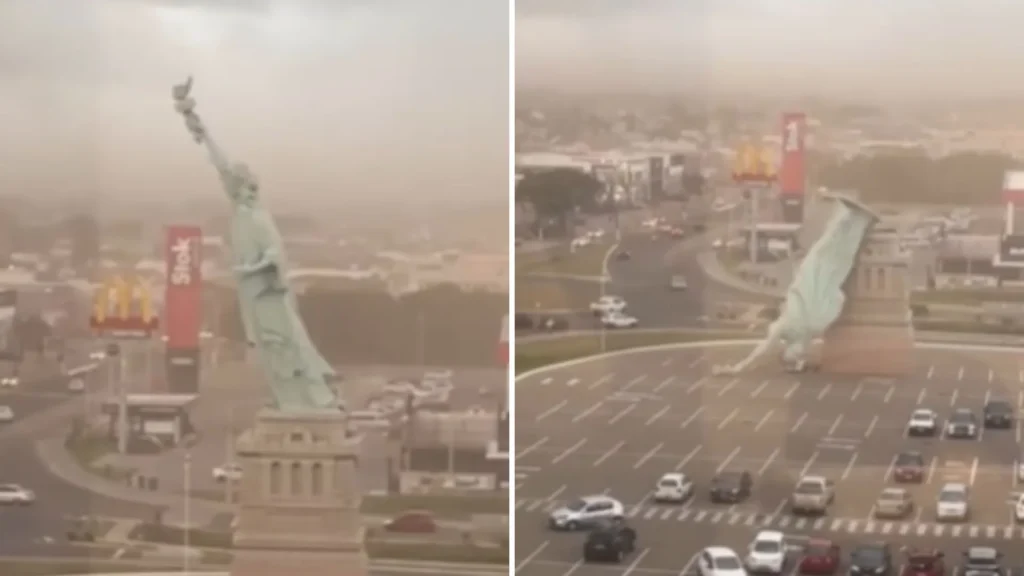Fortes ventos derrubam estátua da Havan no RS