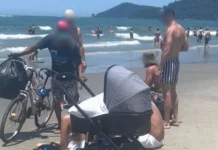 Bebê exposto ao sol e som alto levam PM a agir em praia de SC