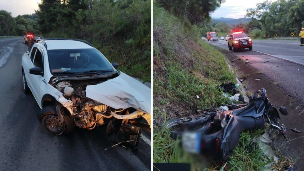 Motociclista fica ferido após bater de frente com carro na SC-135