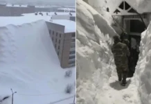 Neve atinge 4º andar de prédios na Rússia e paralisa cidades