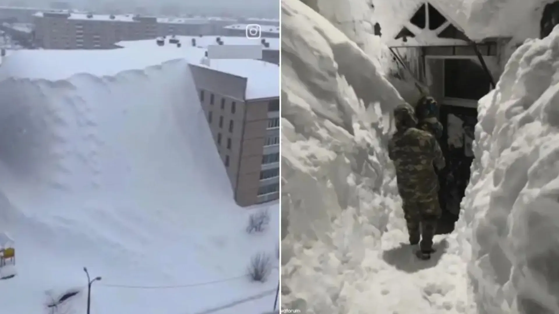 Neve atinge 4º andar de prédios na Rússia e paralisa cidades