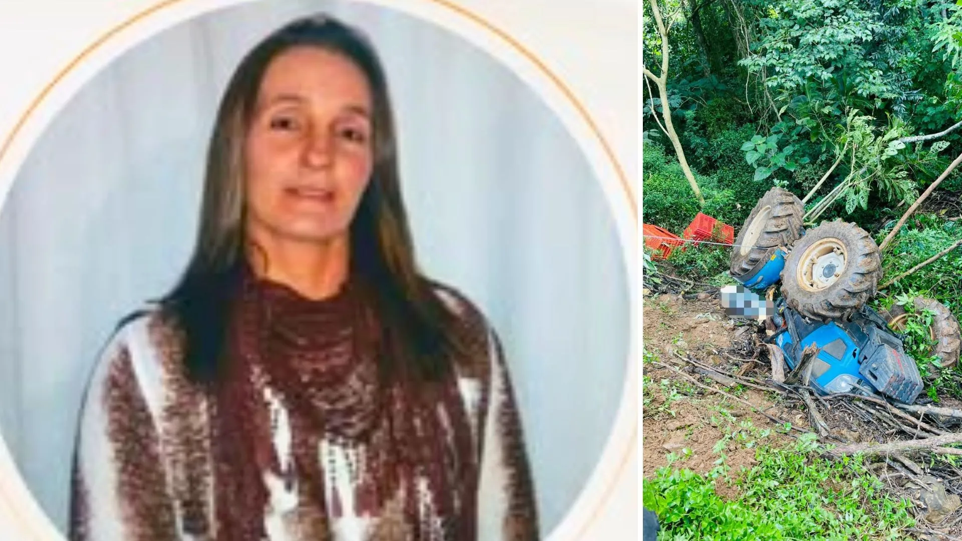 Mulher morre após ficar presa sob trator em estrada rural de Videira