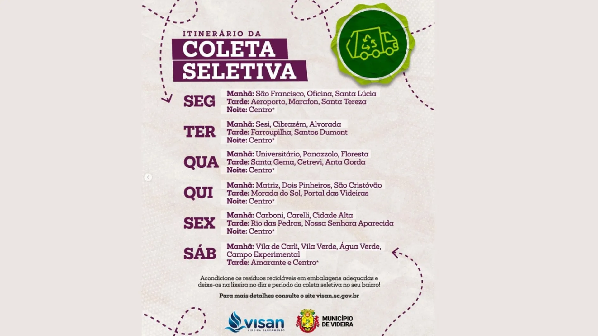 Visan inicia nova entrega de embalagens para coleta seletiva