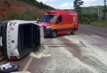 Veículo capota após desvio de ultrapassagem na SC-135