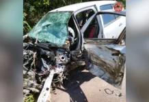 Colisão entre carro e caminhão deixa ferido em Tangará