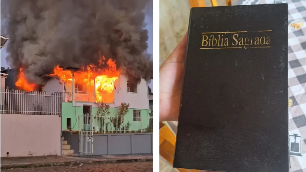 Bíblia permanece intacta após incêndio Caçador
