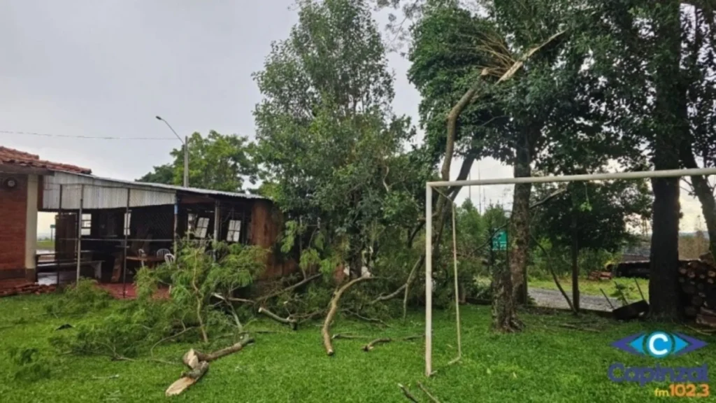 Temporal com vento e granizo causa danos no interior de Capinzal