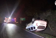 Acidente na Curva do Bambim deixa motorista ferido em Salto Veloso