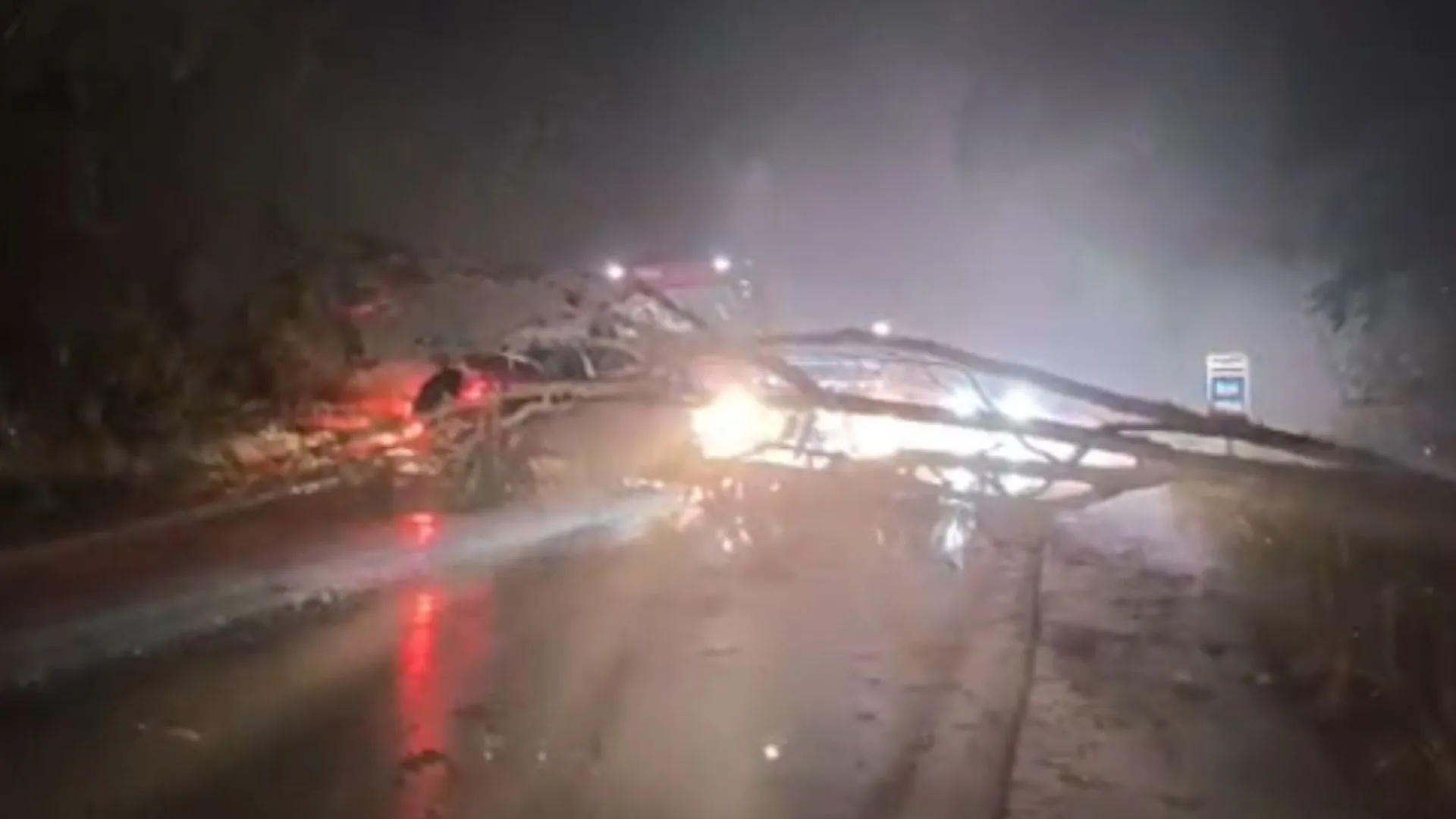 Temporal em Canoinhas causa queda de árvores e interdita rodovia