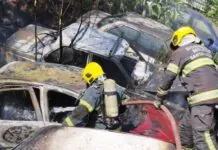 Sete veículos são destruídos por incêndio em Campos Novos