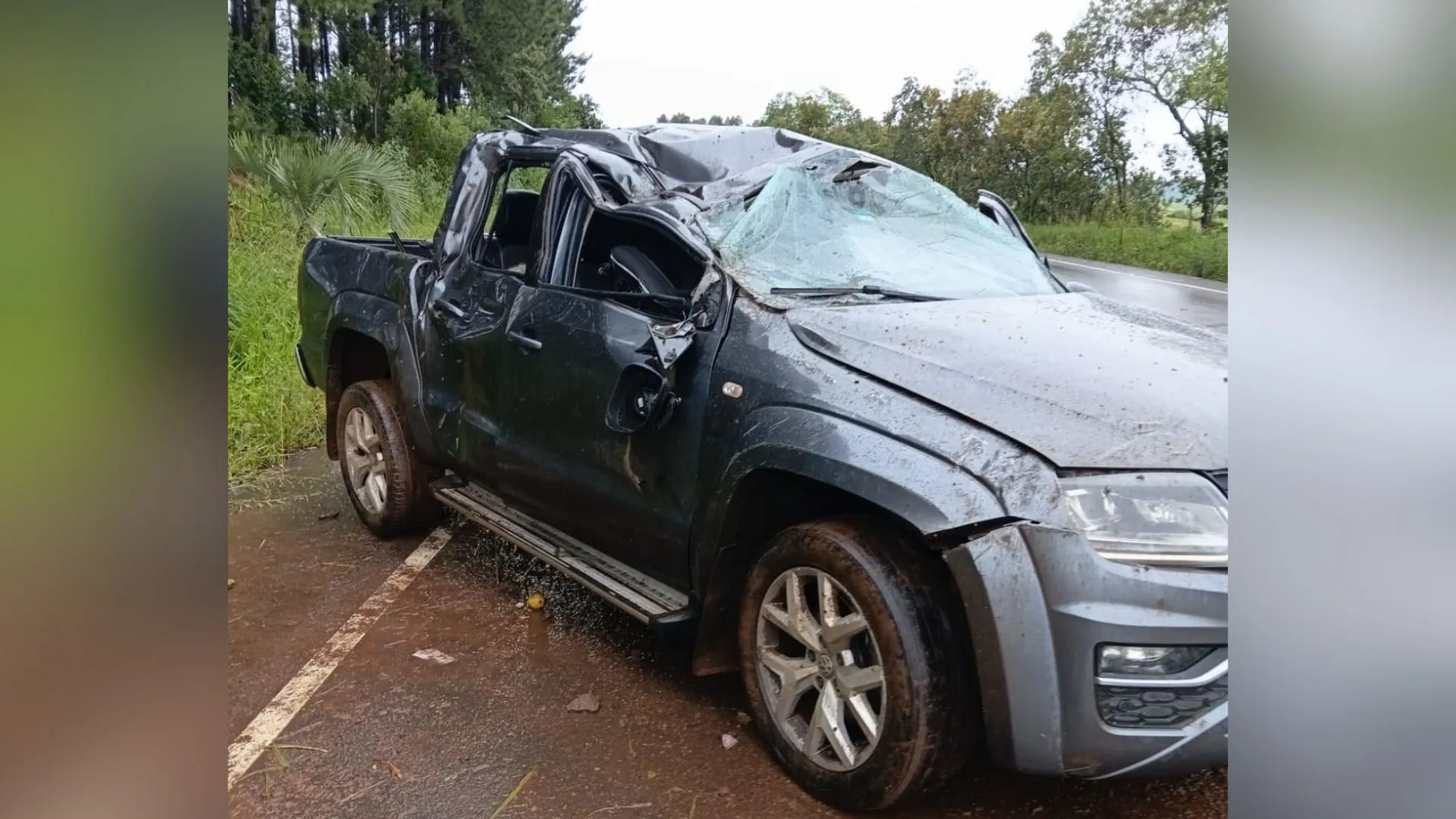 Capotamento deixa feridos na SC-120 em Curitibanos